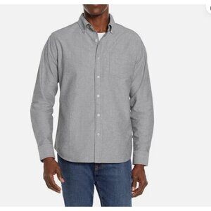NEW Gap Men's L Long Sleeve Oxford Shirt Gray Cotton